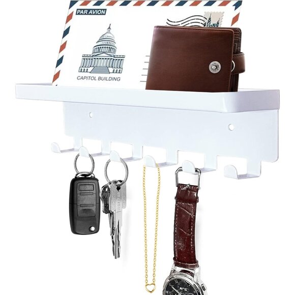 Other - Key Holder for Wall, Key Hooks with Tray and 6 Hooks, Wall Mounted Key Holder fo